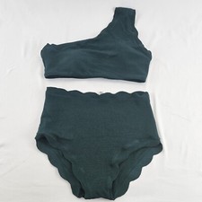 Size L. Vintage Women Off Shoulder High Waisted Swimsuit Two Piece Bikini