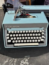 vintage WORKING pale blue REMINGTON RAND manual quiet riter elevan typewriter thumbnail