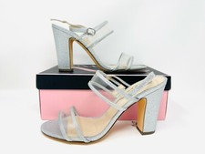 Nina Sheila- Silver And Clear - Block Heels Size 7.5. Wedding Special Occasion