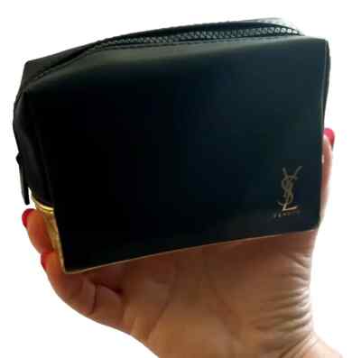 Yves Saint Laurent Beaute YSL black gold Makeup cosmetic Bag Pouch