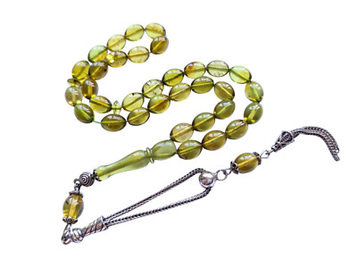 Verbesserter grüner baltischer Bernstein Rosenkranz Tasbih Damla Kehribar Tesbih Misbaha