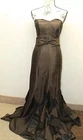 Badgley Mischka Bridesmaid Brown Gown Wedding Strapless Sweetheart Ruffle 10