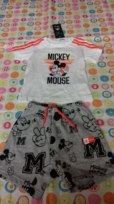 Adidas Baby Junge Mickey Mouse T-Shirt/Shorts Set Größe 3-6 Monate - Neu mit Etikett