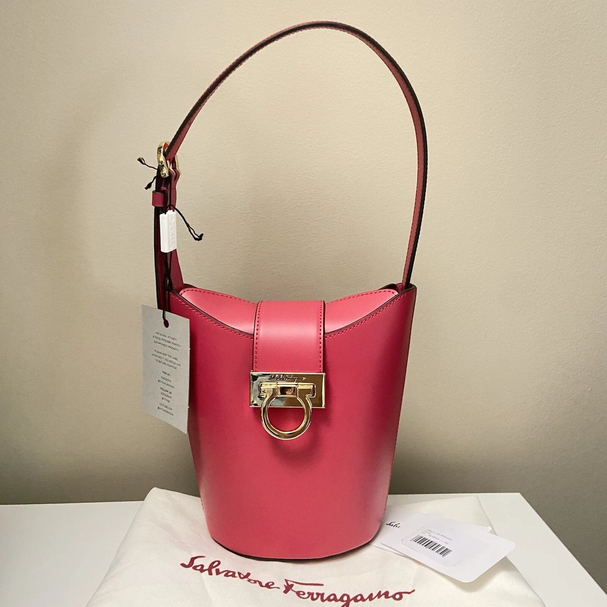 Ferragamo gancini bucket clearance bag
