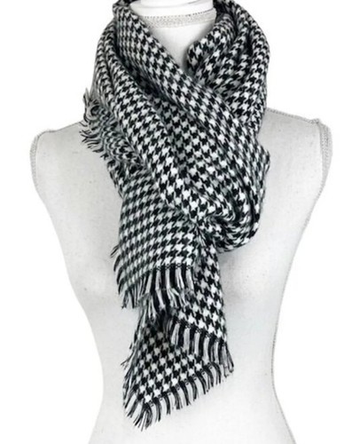Merona Scarf Shawl Women One Size Houndstooth Black White Fringe Hem  Acrylic Wra | eBay