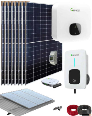 Solaranlage mit Wallbox Komplettpaket 3KW Wechselrichter + Wallbox Growatt 3.6kW