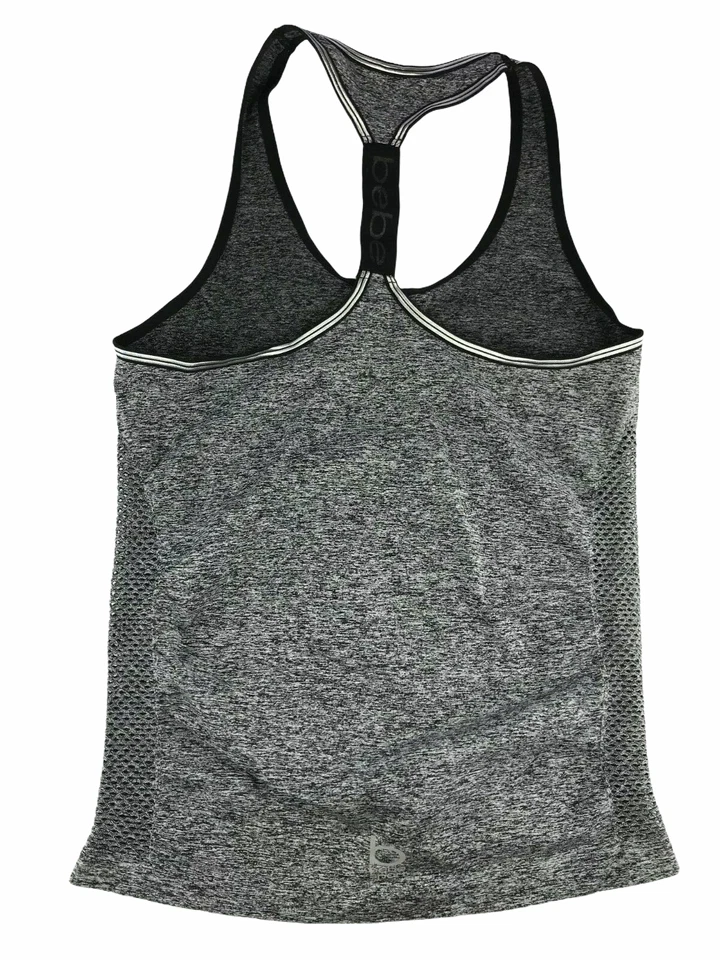 Camiseta sin mangas BEBE gris jaspeado/negro, mangas. Espalda deportiva talla mediana para mujer Foto 2 de 4