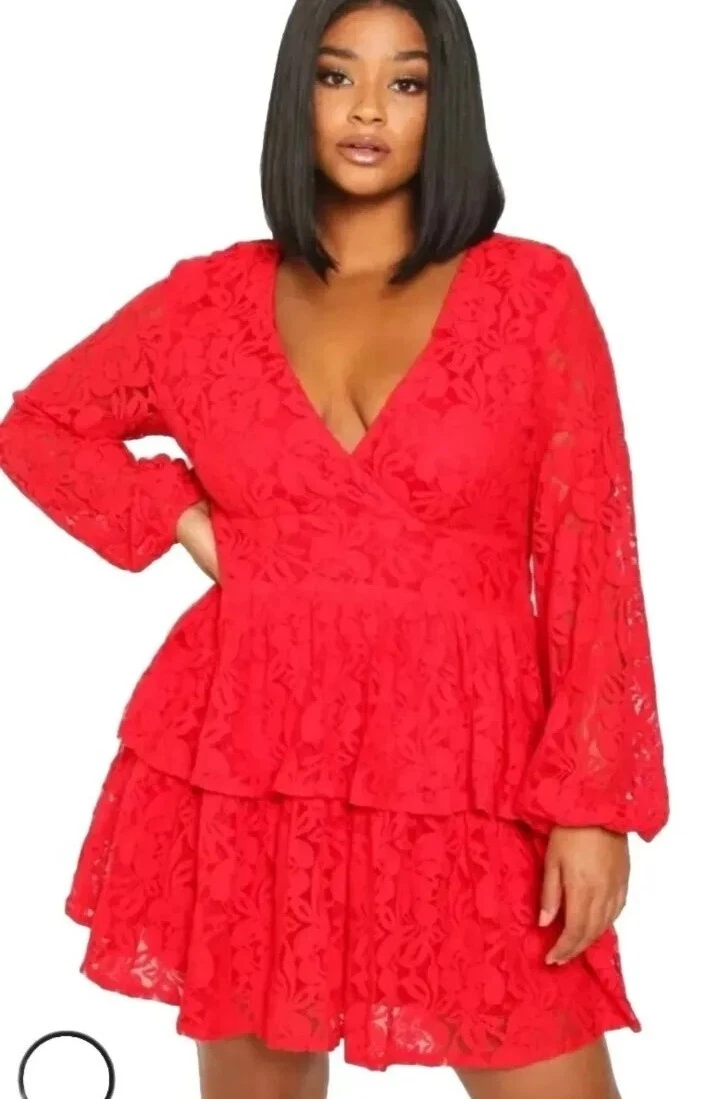 Red plunge best sale skater dress