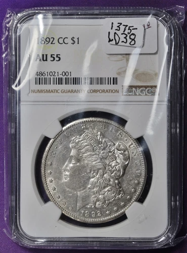 1892-CC Morgan Silver Dollar.    In NGC Holder.  AU 55.  L038
