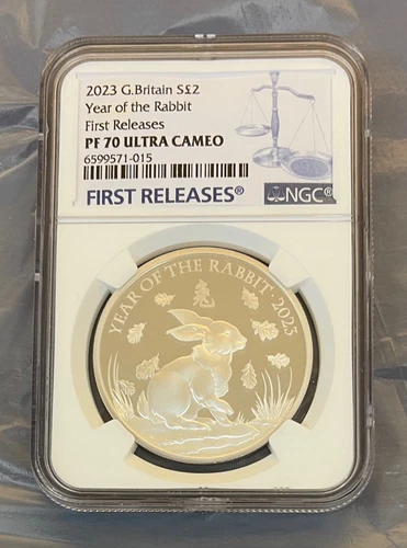 2023 Great Britain UK Year of the Rabbit Silver Proof £2 NGC PF70 First Release.