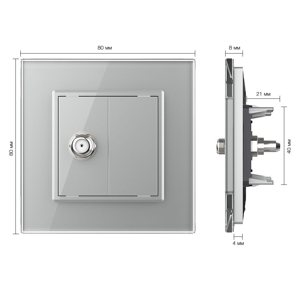 LIVOLO Presa Satellitare Con Pannello In Vetro | Modulo Singolo VL-C7 | Colore Bianco - 2