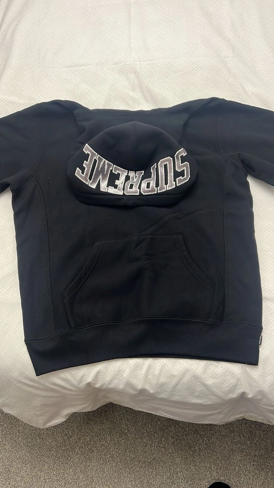 Sweat à capuche Supreme Medium Paillettes Arc Noir Neuf avec sacoche