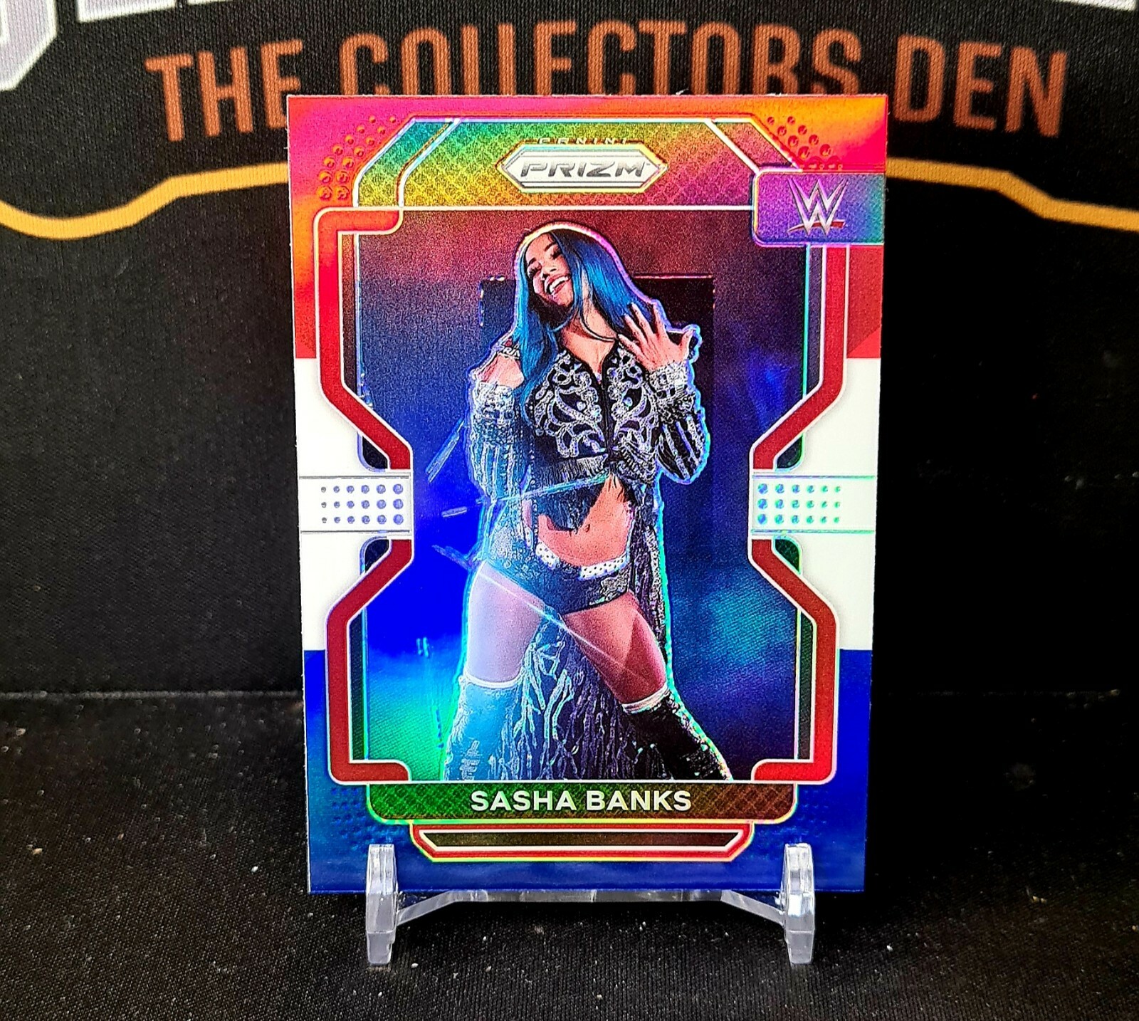 2022 WWE Prizm SASHA BANKS RED WHITE BLUE Prizm Parallel #102