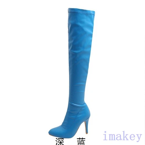 Damen Overknee Stiefel High Heel Spitz zulaufend Reißverschluss Schuhe Sexy Pump - Bild 26 von 29