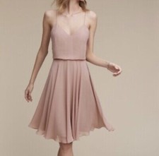 Jenny Yoo Women's Sienna V-Neck Spaghetti Strap Short Chiffon Dress Size 2