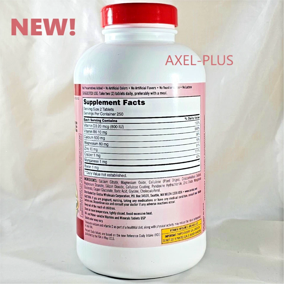 Kirkland Signature Citrato de Calcio, Magnesio y Zinc, 500 Comprimidos Foto 2 de 2