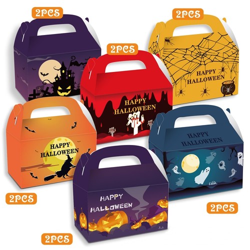 Pack of 12 Halloween Trick or Treat Sweet Candy Gift Cookie Loot Party Boxes - Picture 11 of 11