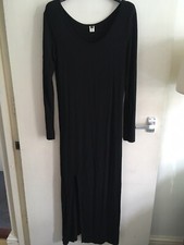 Black Long Sleeved Midi Bodycon Dress With Slit