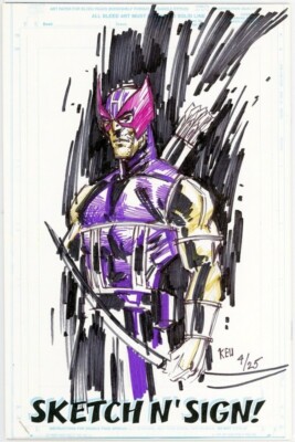 CALL OF DUTY #1 JAY COMPANY SIGNED REMARKED KEU CHA HAWKEYE SKETCH COA MARVEL