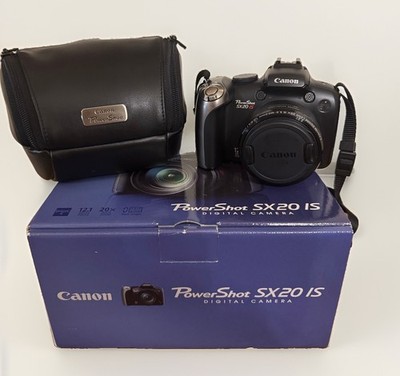 Canon Powershot SX20 IS Digital Camera 20X Wide Zoom NOB CASE TESTED NO SD CARD 