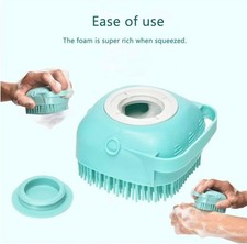 2-in-1 Pet Brush with Soap Dispenser, Soft Silicone, for Dogs & Cats