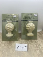2 Decorative Drapery Rod Finial Fits Standard Rod 1 3/8” Wood Rod Brand New