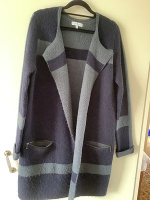 JASPER CONRAN long line coat/cardigan. Navy and grey. size 10
