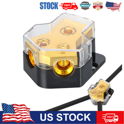 1X Car Audio Splitter Amp Distribution Power 0/2/4 Gauge In 4/6/8 Gauge Out New