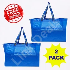 IKEA Shopping Bag Blue Large Size Sturdy Laundry Grocery Durable Frakta - 2 PACK