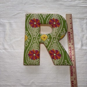 Fabric Covered Wall Letter - Green Floral - Letter R