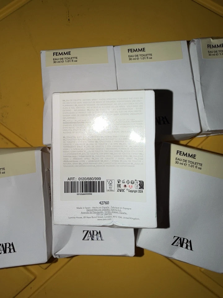 LOTE DE 7 UNIDADES PERFUME ZARA FEMME NUEVO PRECINTADO 1 OZ Foto 2 de 3