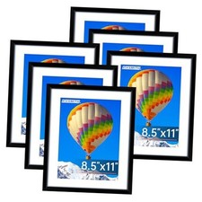 8.5x11 Picture Frame Set of Black Photo Frame with HD Plexiglass, 8.5" 11" 6