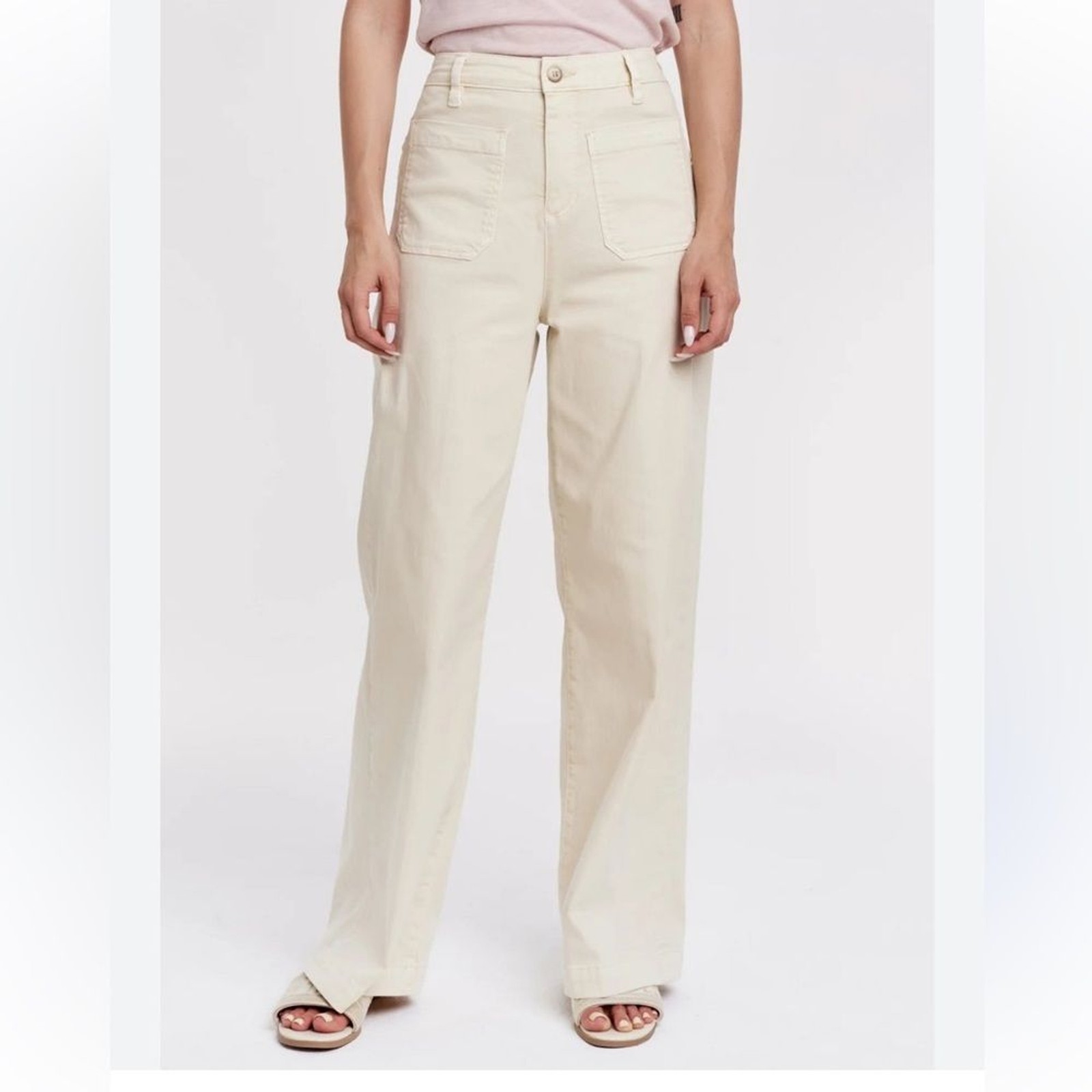 Vince women’s utility cotton beige denim Wide-Leg Pants. SZ 8 MSRP $168
