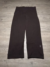 IBEX Pants Women’s Size XL Wool Blend Brown Relaxed High Rise Logo Zip Pocket 