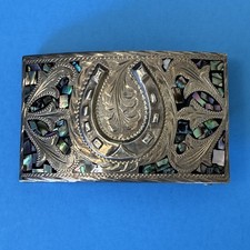 Sterling 925 Plata De Jalisco V.H.L.C. Guad. Mex. Belt Buckle 61 g. 85x 52mm