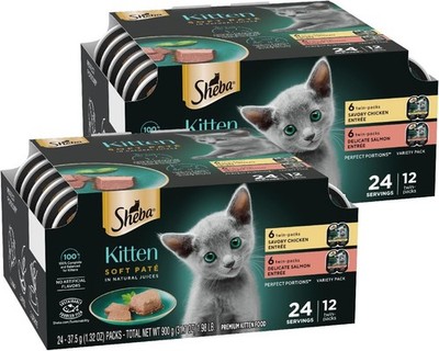 Sheba Kitten Wet Cat Food Pate Chicken Salmon 24ct Twin Pack 2pk Free Shipping
