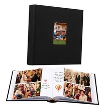 240 Pockets Photo Album 4x6 with Writing Space, Baby Wedding Linen Black