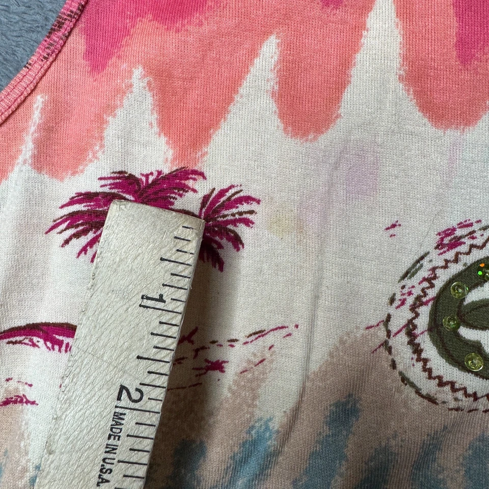 Camisa sin mangas Jane Ashley Boho Hippie estrás floral playa signo de paz 1X rosa Foto 4 de 4