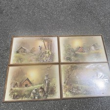 Vintage MCM 60s Andres Orpinas 4 TV Folding Tray Tables Barn Theme