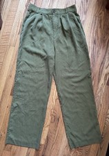 Reformation Lyocell Mason Pant Size 8 Green Wide Leg