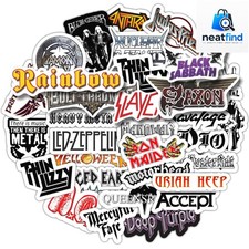 35-Piece Waterproof Heavy Metal Band Sticker Pack - Perfect for Personal Style