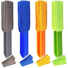 4 Pack Blinds Duster - Window Cleaner with 4 Microfiber Sleeves Cleaning Tools