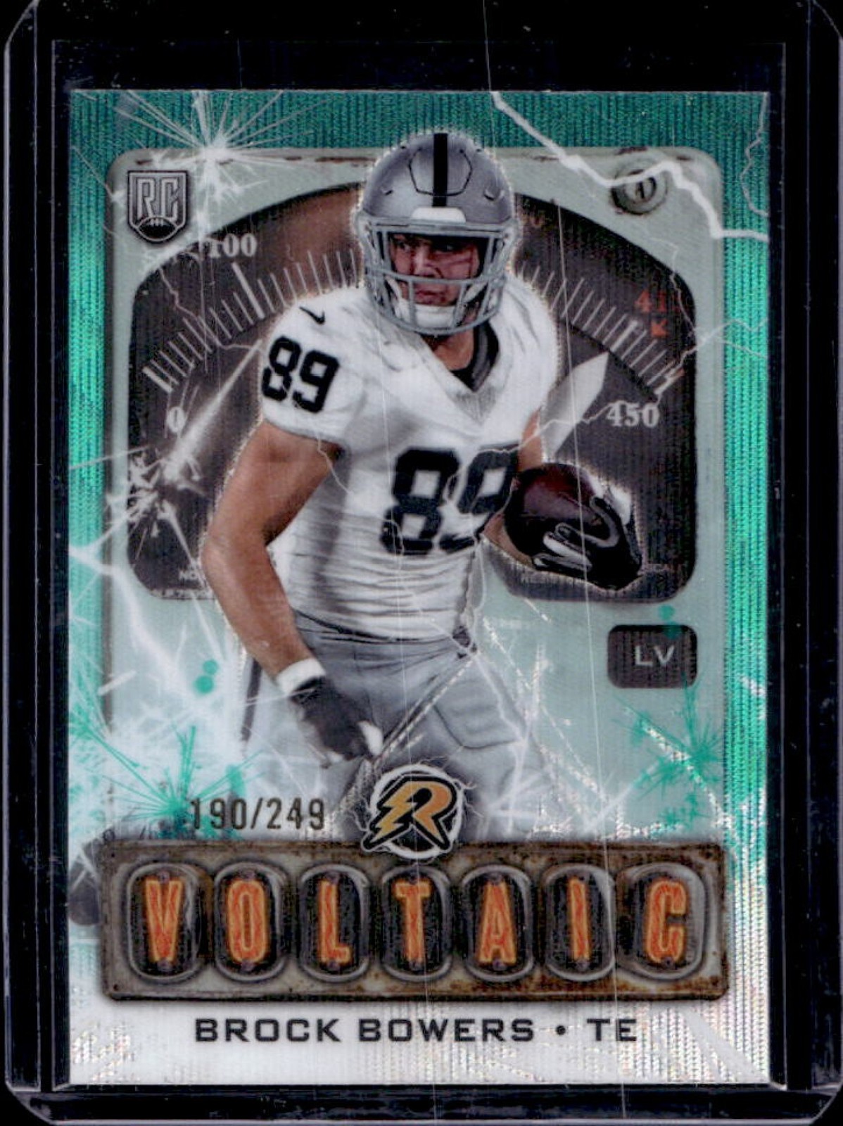 2024 Topps Resurgence Brock Bowers Voltaic RC Aqua Surge Rookie #190/249 Raiders