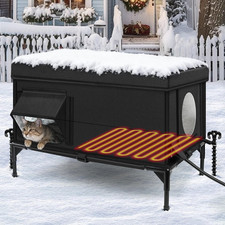 Heated Cat House for Outside, Insulated Outdoor Cat Shelter Large Weatherproof
