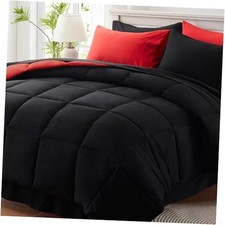 Size Bed in a Bag 7 Pieces,Black Cal King California King 01 - Black red-grid