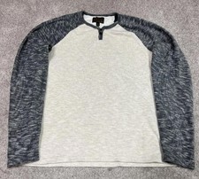 Lucky Brand Sweater Men  s Beige Gray Lightweight Long Sleeve Size Medium