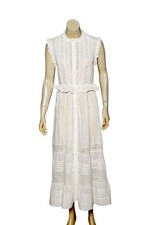 Doen Dress In Salt S 6 Women's Pintuck Sleeveless Cotton White Maxi NEW 46608