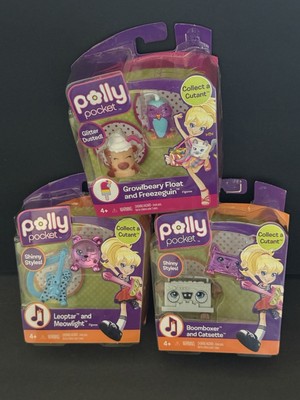 NEW Lot 3 Polly Pocket Collect a Cutant Sets Leoptar, Boomboxer Growlbeary Float