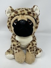 Linzy 10" Stuffed Plush Sitting Pug Dog Cheetah Animal Print Costume Animal Toy