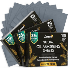Natural Oil Blotting Sheets for Face with Bamboo Charcoal - 25 Larger - 3Pk/...